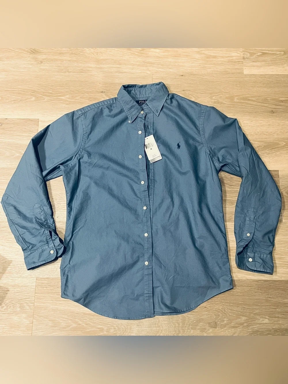 Polo Ralph Lauren Men’s Oxford Shirt Classic Fit Garment Dyed Blue Medium Cotton